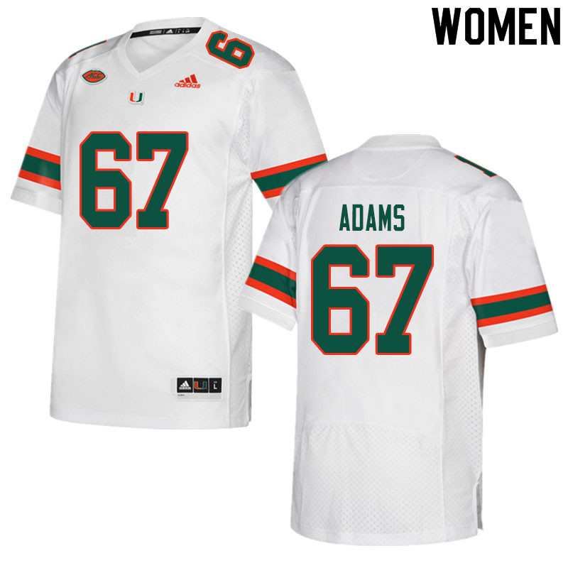 Women #67 Gavin Adams Miami Hurricanes College Football Jerseys Sale-White - Click Image to Close